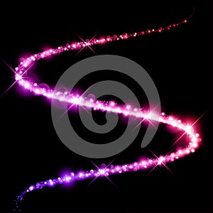 Glittering sparkle wave on black background