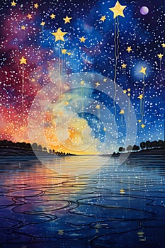 The Glittering Stars on the Lake