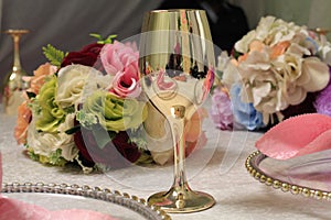 Glittering wedding glass for decoration on parties and wedding functions