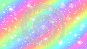 Glitters rainbow sky. Shiny rainbows pastel color magic fairy starry skies and glitter sparkles vector background