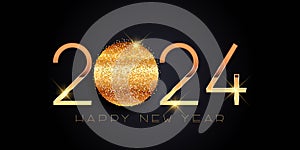 glittery gold elegant Happy New Year banner design