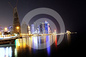 Epic View of Doha skyline at night! photo