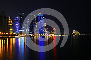 Epic View of Doha skyline at night! photo