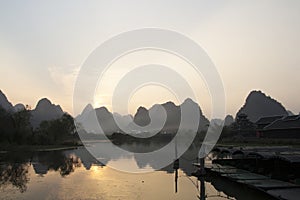 Gloaming Landscape in Yangshuo, China photo