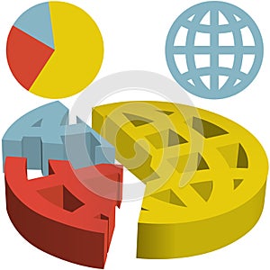 Global 3D Financial Pie Chart of Globalization Dat