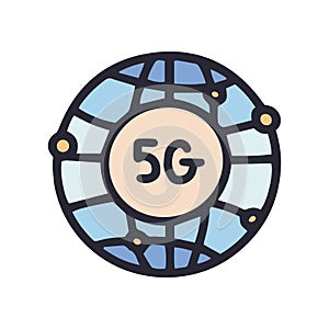 global 5g color vector doodle simple icon