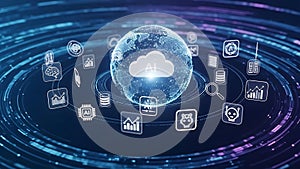Global artificial intelligence cloud network technology connectivity concept