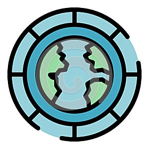 Global big data icon vector flat