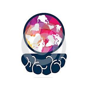 Global brain logo vector design.