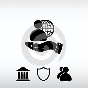 Global business, business man icon, vector illustration. Flat de