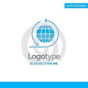 Global Business, Business Network, Global Blue Solid Logo Template. Place for Tagline