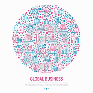 Global business concept in circle