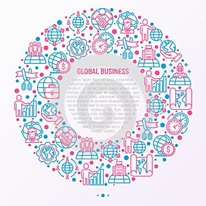Global business concept in circle