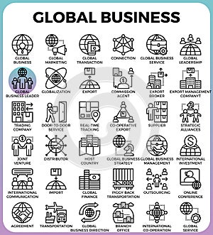 Global business concept icons