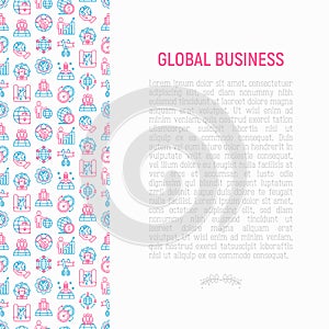 Global business concept with thin line icons