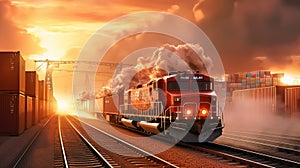 Global business of Container Cargo freight train for Business logistics concept