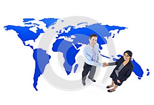 Global Business Cooperation Handshake Concept