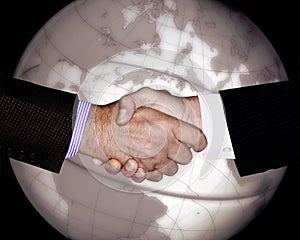Global Business Deal People Men Shaking Hands Successful  Planning Money Investment Success Earth Globe World Background