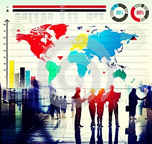 Global Business Graph Growth World Map Concept