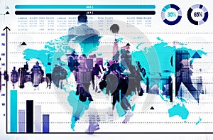 Global Business Graph Growth World Map Concept