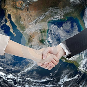 Global business handshake