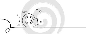 Global business line icon. Share arrow sign. Continuous line with curl. Vector