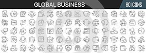 Global business line icons collection. Big UI icon set in a flat design. Thin outline icons pack. Vector illustration EPS10