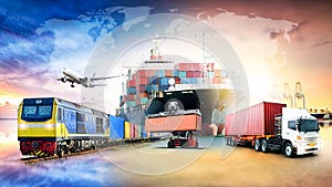 Global business logistics import export background