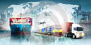 Global business logistics import export background and container cargo freight ship