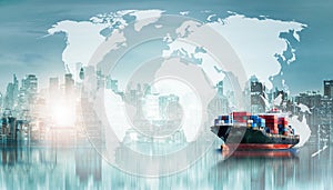 Global business logistics import export background and container cargo freight ship