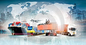 Global business logistics import export background