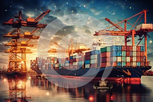 Global business logistics import export background and container cargo freight ship transport concept AI generated