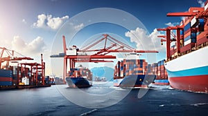 Global business logistics import export background and container cargo freight ship transport concept