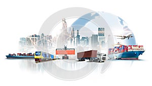 Global business logistics import export on white background photo