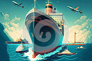 global business logistics through maritime transport on steamships