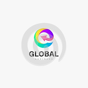 Global business logo icon vector design, Awesome gradient logo icon vector design, G latter flat icon design, business logo, compa photo