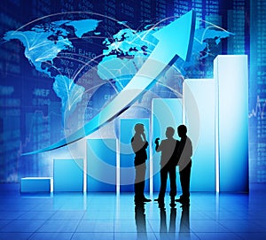 Global Business Meeting Financial Data Growth Concept