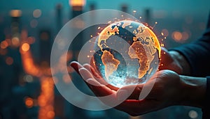 Global business network growth. Data analysis of finance, banking. Stock, AI tech, data connection, security, blockchain