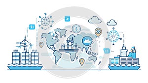 Global Business Network Map, World Connection, vector design Generative AI