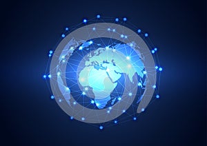 Global business network technology background, vector