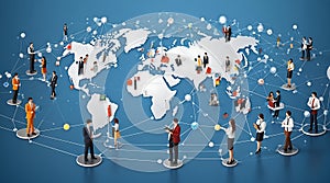 Global business structure of networking. Analysis and data exchange customer connection, HR recruitment and global outsourcing,