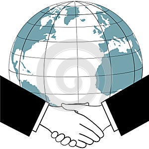 Global business trade agreement handshake