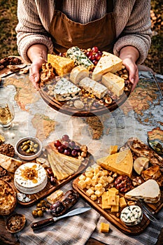 Global Cheese Selection Representing Traditional Flavors From Different Countries Worldwide