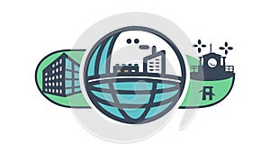 Global City Network: Interconnected Urban Future, vector design Generative AI