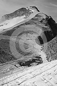 Global clima change: Melting Piz Corvatsch Glacier in the Upper Engadin, Swiss Alps photo