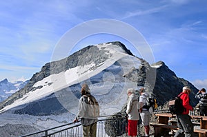 Global clima change: Melting Piz Corvatsch Glacier in the Upper
