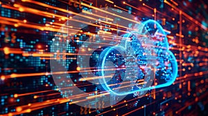 Global Cloud Computing A Futuristic Visualization of Data Flow and Network Connectivity.