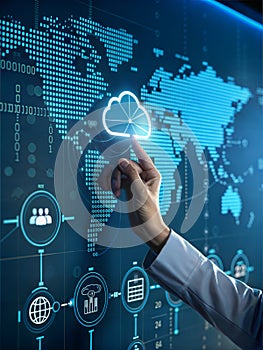Global Cloud Computing Interface with World Map