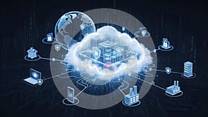 Global Cloud Computing Network Visualization Digital Technology Concept