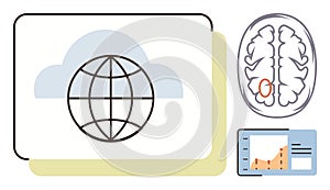 Global Cloud Connectivity, Brain Research, and Data Analytics Concept